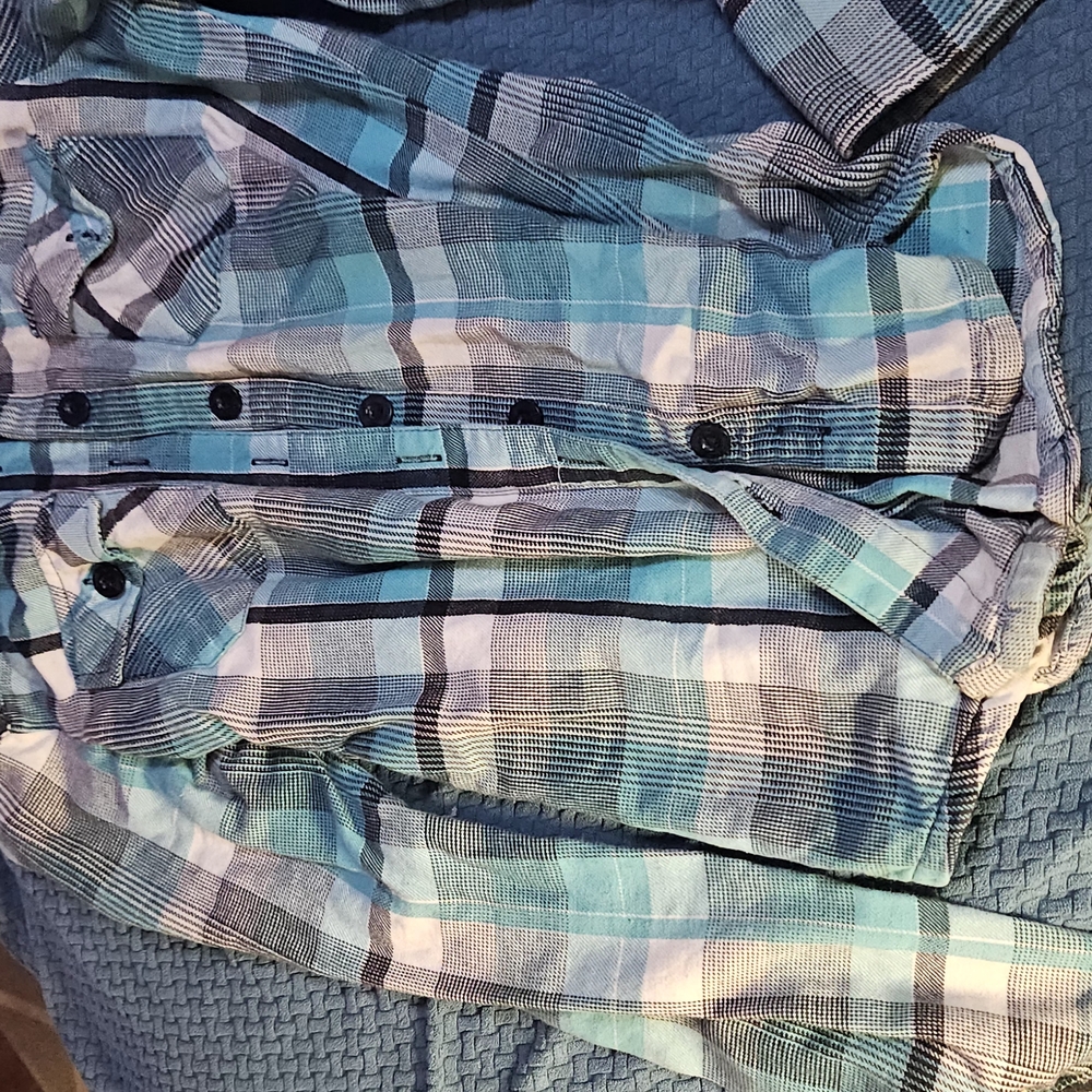 Blue Plaid Button-Up Shirt